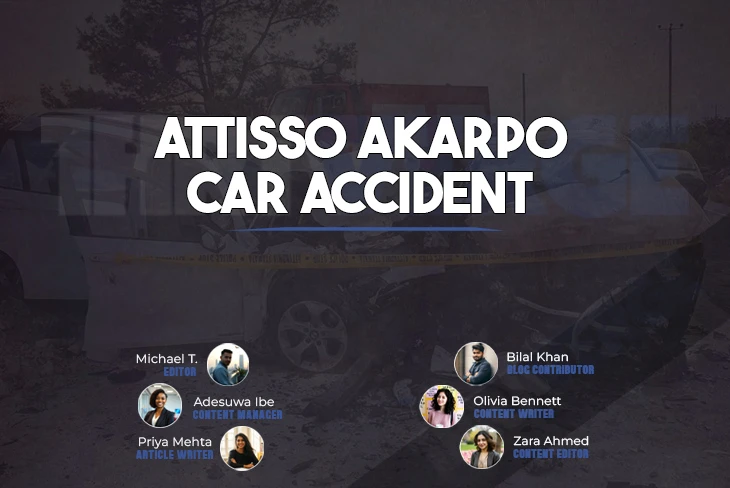 Somber scene of Attisso Akarpo car accident site, highlighting urgent need for increased road safety awareness and preventive measures.