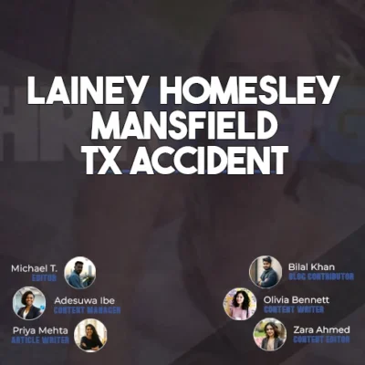 Memorial for Lainey Homesley at the accident site in Mansfield, TX, with flowers and photos surrounding a cross bearing her name.