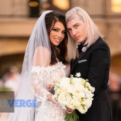 Ghostemane Wife Skye Fires posing with Ghostemane at their wedding