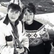 Young Sonny Chiba and Tamami Chiba in a black and white photograph from their early years together