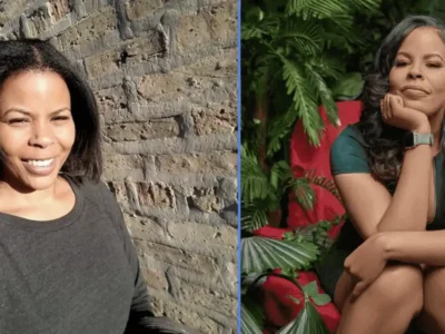 Lesa Tureaud, daughter of Mr. T, smiling in casual portrait and professional seated pose, reflecting her career transition from education to comedy.