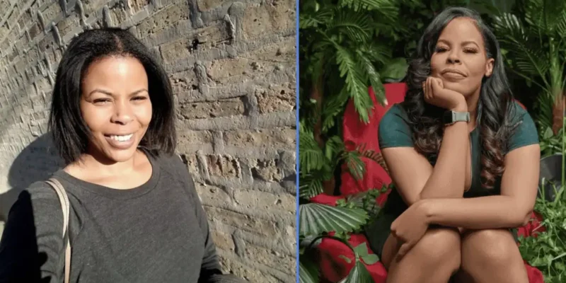 Lesa Tureaud, daughter of Mr. T, smiling in casual portrait and professional seated pose, reflecting her career transition from education to comedy.