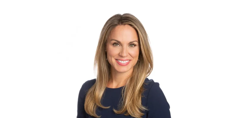 Nicole Saphier speaking at a medical conference, highlighting her role as a breast radiologist and cancer detection expert.