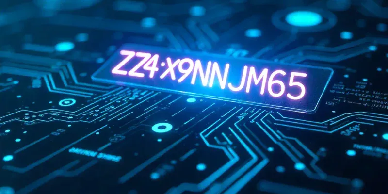 KZ43X9NNJM65 cryptographic code illustration with digital security elements and quantum computing background