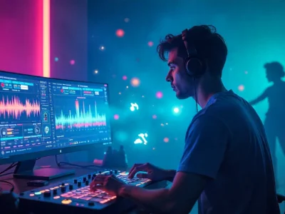 RemixPapa MSW AI-powered music remixing platform interface with holographic controls and social media integration