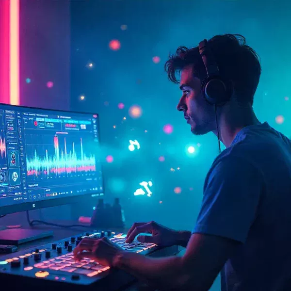 RemixPapa MSW AI-powered music remixing platform interface with holographic controls and social media integration