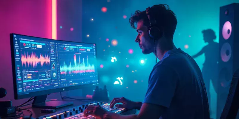 RemixPapa MSW AI-powered music remixing platform interface with holographic controls and social media integration