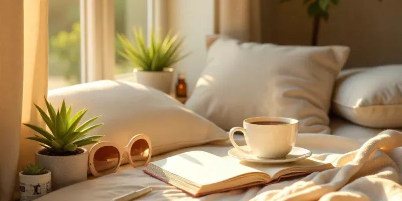 Sungdayer lifestyle Sunday wellness ritual with person relaxing in natural sunlight for mindful weekend reset