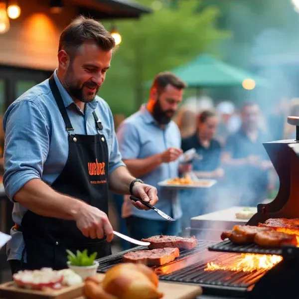 Weber Grillvorführung 2025 live demonstration with grill master teaching BBQ techniques to engaged audience